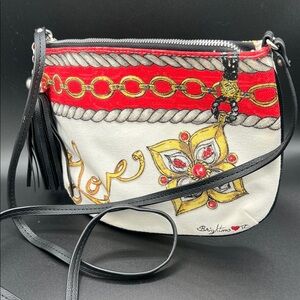 Brighton Black, Red, and Gold Crossbody Bag